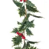 Decorative Flowers Home Decor Artificial 175cm Red Berry Rattan Fake Plant Leave Hanging Ornaments Christmas Holiday Living Room Decoration