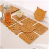 Mats Pads Animal Wood Heat Resistant Pad Bamboo Hollow Wooden Coaster Thick Insation Table Nonslip Pot Bowl Tray Mat Zxf1110 Drop Dhazj