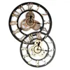 Relojes de pared Retro 3D reloj estilo Industrial Vintage Steampunk Gear Número Romano Horologe decoración del hogar europeo