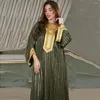 Etniska kläder lyx Islamiska jalabiya kaftan klänning för kvinnor dubai skrynklade crepe tyg casual blygsam mantel muslimsk arabiska kaftan marockansk