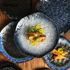 Płytki Prosty piec szkliwa szorstka ceramiczna płyta obiadowa retro nieregularna zachodnia zastawa stołowa japońska dania kuchni sushi naczynie stek