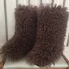 Botas Moda Inverno Pele de Cordeiro Cabelo Comprido Falsa Mongólia Pele de Ovelha Capa 230113