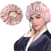 Bonnets de douche huilés pour femmes, bonnet de nuit double couche, mise à niveau réglable en soie douce, bain à double usage, chimiothérapie, couleur pure, exquis et confortable zxf 123