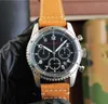 6 style Super Quality men watches 46mm Sapphire Luminous Japan multi-function Quartz Chronograph 316L steel Original buckle Cowhide strap Men's Wristwatches