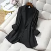 Women's Suits 2023 Spring Summer Thin Suit Jacket Plus Size Women's A Buckle Casual Blazer Female 3/4 Sleeve One-piece Outerwear 4XL