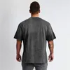 Męskie koszule Tem Summer 2023 Koszula do biegania moda solidna fitness Men Hip Hop krótki rękaw Casual Cotton Top Streetwear