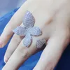 Wedding Rings Fashion Leaf Shape Micro Cubic Zirconia Pave Adjustable For Women Celebrity Party Anillos Mujer Femme R-224