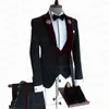 Erkek Suit 2023 Resmi İş Erkekler Takım 3 Parça Erkek Ceket Özel Moda Damat Düğün Smokin Kırmızı Kadife Kavuz Blazer Yelek Pantolon