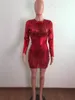 Sexy Hollow Out -jurken vrouwen lange mouw bodycon jurk plus maat 2xl magere holes mini jurk nachtclub feest dragen mode streetwear bulk items 9191