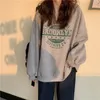 Womens Hoodies Sweatshirts No Hat Hoodies Women Retro Oneck Letter Printing Sweatshirts Arrival Stylish Loose Allmatch Casual Tops Mujer Korean Style 230113