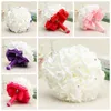 Decorative Flowers Holding PE Artificial Rose Wedding Bouquet With Silk Satin Ribbon Champagne Bridesmaid Bridal Party Multi Color