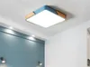 Deckenleuchten Dimmbare LED-Oberflächenleuchte PUZHUOER 36W 40 5cm Eisen Holz Wohnzimmer Macaron Lampe