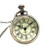 Pocket Watches Bronze Roman Watch Antique Sifferals Chain Halsband Pendant Quartz Nin668