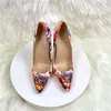 Sukienka buty Piękna dekoracja kwiatów 12 cm 10 cm 8 cm Wysokie obcasy Wskazane palce rozmiar 33-45 Dating Sexy Fashion Women Pumps QP189 Roviciya