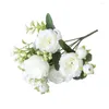 Fleurs décoratives fleur artificielle décoration soie Rose pivoine 5 grosse tête bourgeon mariage Bouquet haute qualité faux Christm