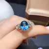 Cluster Rings KJJEAXCMY Fine Jewelry 925 Sterling Silver Inlaid Natural London Blue Topaz Women's Personality Luxury Oval Gem Ring