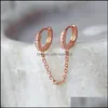 Hoop Huggie Creative Deux Trous Hie Piercing Boucles D'oreilles Pour Femmes Cristal Zircon Métal Couleur Chaîne Boucle D'oreille Bijoux De Fête Livraison Directe Ot7Q3