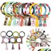 Party Favor Fedex Pu Bracelet En Cuir Porte-clés Tournesol Léopard Bracelet Porte-clés Gland Bracelet Pendentif Drop Delivery Maison Jardin F Dheyc