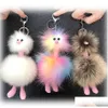 Party Favor Ups Orders Colorf Fur Ball Keychain Cute Plush Ostrich Ornaments Animal Shape Backpack Car Acces Drop Delivery Home Gard Dhqmj
