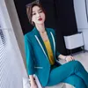 Kvinnors tvåbitar byxor Fashion Sky Blue Blazer Women Business Suits 2 Byxa och Top Set Office Ladies Jackets Arbeta Uniform Ol Styleswomens