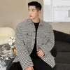 Jackets masculinos moda moda casual tweed jaqueta masculina 2023 lapela solta solteiro peito de manga longa de luvas de tamanho grande outono inverno