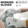 12 Pairs CE Certificated Black Polyester PU Work Safety Gloves Mechanic Working For Garden Labor Protection gloves EN388
