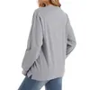 T-shirts pour femmes HXJJP Coton 230g T-shirt à manches longues pour femmes Col rond Lâche Base T-shirts Tops Plus Size Femme Sweat-shirt Pull