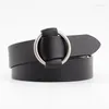 Belts Woman Belt Genuine Leather High Quality Luxury Fashion Designer Strap Silver Color Circle Metal Buckle Drop Items