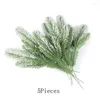 Decorative Flowers 5/10/20Pcs Christmas Tree Ornaments Artificial Pine Needles Garland Pick For Plants Noel Home DIY Wreath Supplies