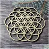 Party Decoration Flower of Life Energy Mat Slice Wood Base Handgjorda Underl￤gg Laserskuren v￤ggkonst Heminredning g￶r helig geometri DR DHFG3