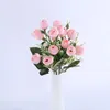 Flores decorativas grinaldas brancas mini rosa de seda artificial para decoração de casamento noiva Fake Bouquet Bouquet Diy Decoração de casa Acessórios de arte