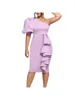 Plus Size Dresses Oblique Shoulder Bubble Sleeve Bag Hip Sexy Dress Large Womens Summer