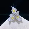 Cluster Rings Cocktail Romantic 925 Sterling Silver With Cubic Zircon Flower Ring Fine Women Jewelry