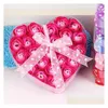 Flores decorativas grinaldas 24pcs/caixa de sab￣o em forma de cora￧￣o rosa boxrose boxrose cabe￧a exibi￧￣o de m￣es reativas no dia dos namorados Soap1 dhlhj