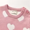 Vestidos de niña, vestido de bebé de primavera y otoño, suéter tejido de lana con estampado de corazón, Tops para el Día de San Valentín 2023, jerséis para niños de 18M-5T, atuendos