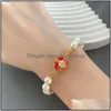 Chain Designer Enamel Pearl Hand Strung Fashion Pearls Link Bracelets Luxury Senior Magnetic Suckers Party Wedding Accessories Dh9Tp