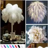 パーティーデコレーション1820インチ4550cmホワイトダチョウの羽毛結婚式のセンターピースイベント装飾飾りお祝いドロップデリバリーホームガーデンS DHHWO