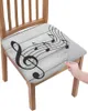 Chair Covers Wood Grain Musical Black Note Seat Cushion Stretch Dining Cover Slipcovers For Home El Banquet Living Room