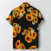 Camisetas masculinas harajuku masculino de verão Floral Camiseta colorida de manga curta colorida Botões soltos camisa casual havaiana para camisetas