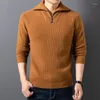 Men's Sweaters 100 Autumn And Winter Pure Wool Lapel Zipper Thickened Sweater Men's Knitting Base Coat Middle-aged Father's Cashmere