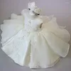 Fille robes enfant en bas âge infantile blanc rose princesse robe de soirée né baptême 1 an anniversaire Tutu bébé vêtements baptême été