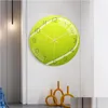 Wall Clocks Home Decor Mute Quartz Plexiglass Surface Acrylic Sport Tennis Ball Plate Fan Living Room Drop Delivery Garden Dhb06