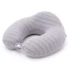 Stripe Car Neck U-Shape Pillow Travel kissen Memory Foam Body Pillows Cute Sleeping Office Pillow With Button Travel Storage Aircraft zxf124