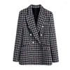 Vestido de duas peças cnacnoo mulheres grossas tweed tweed duplo blazer blazer casaco vintage manga longa escritório senhora feminina sizadas de roupas femininas