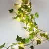 Decorative Flowers Artificial Plants Home Decor Green Silk Hanging Vines Fake Leaf Garland 2m 20led Lights Diy For Wedding Room Garden