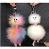 Party Favor Ups Orders Colorf Fur Ball Keychain Cute Plush Ostrich Ornaments Animal Shape Backpack Car Acces Drop Delivery Home Gard Dhqmj