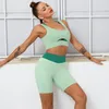 Active Sets Fashion Sexy Sports Long And Short-sleeve Gym Gather Yoga Bra Vest Outdoor Run Shorts Color Matching Two Piece Set Women