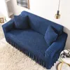 Chair Covers Luxury Solid Color Fabric Sofa For Living Room 1/2/3/4 Seater All-inclusive Home Decor Seersucker Skirt Cover