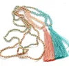 Charking Zwpon Faceted Glass Fished Chain Long Chain Silk Tassel Colar para mulheres Moda malha Natural Stone Contas por atacado