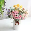 Decorative Flowers One Bouquet 5 Branch 15 Heads Cute Silk Daisy Artificial Flower DIY Wedding Home Room Table Decoration